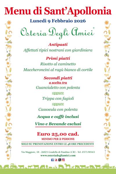 Menu Santapollonia 2026