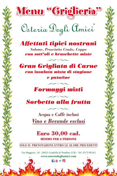 Menu Griglieria 2025
